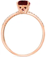 Rhodolite (1/3 ct. t.w.) & Diamond (1/20 ct. t.w.) X Ring in 14k Rose Gold