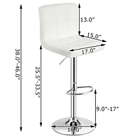 Set of 2 Adjustable Bar Stools Pu Leather Swivel Kitchen Counter Pub Chair
