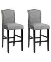 Costway Set of 2 Bar Stools 30'' Upholstered Kitchen Chairs