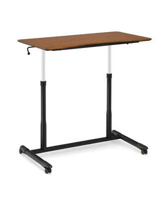 Costway Height Adjustable Computer Desk Sit to Stand Rolling Notebook Table