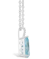 Macy's Women's Sky Blue Topaz (3-2/3 ct.t.w.) and Diamond Accent Pendant Necklace in Sterling Silver