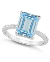 Macy's Women's Sky Blue Topaz (4-1/4 ct.t.w.) and Diamond (1/10 Ring Sterling Silver