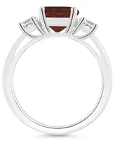 Macy's Women's Garnet (2-1/2 ct.t.w.) and White Topaz (2/3 3-Stone Ring Sterling Silver