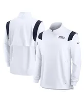 Men's Nike White Seattle Seahawks Sideline Coaches Chevron Lockup Quarter-Zip Top