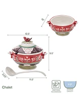 Fitz and Floyd Chalet Soup Tureen with Ladle, Set of 2