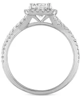 Alethea Certified Diamond Halo Engagement Ring (1-1/3 ct. t.w.) in 14k White Gold featuring diamonds with the De Beers Code of Origin, Created for Mac