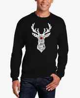 La Pop Art Men's Santa's Reindeer Word Crewneck Sweatshirt