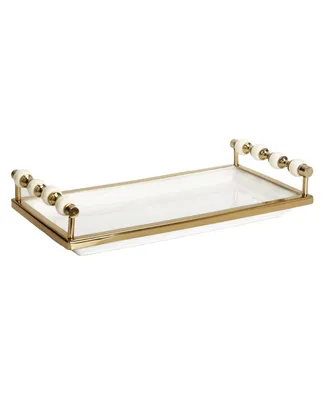 Classic Touch Rectangular Tray with Beaded Handles, 14" x 7"