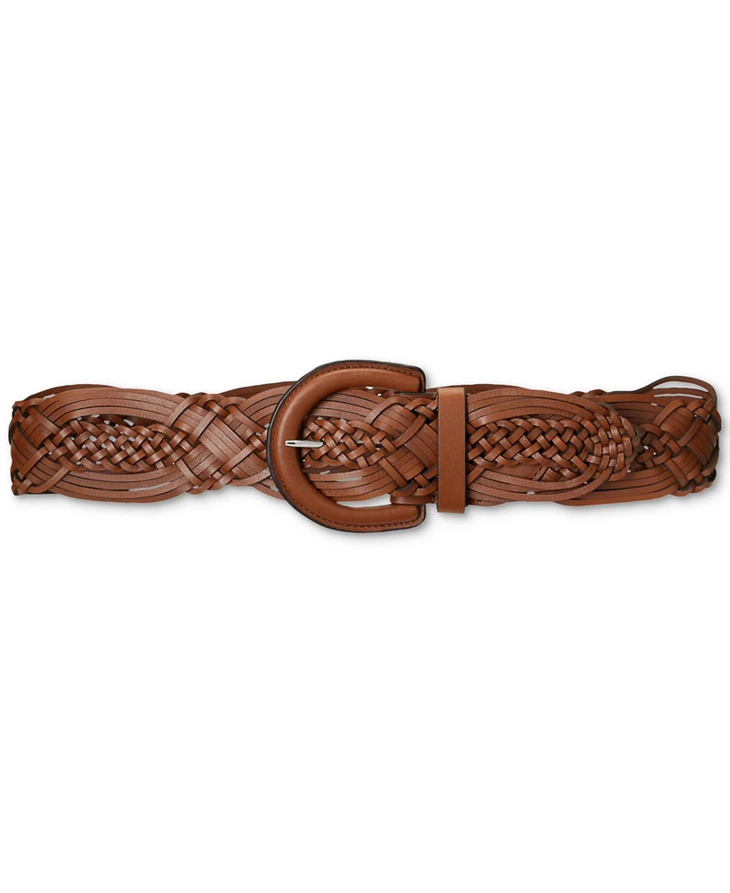 Lauren Ralph Braided O-Ring Buckle Leather Belt