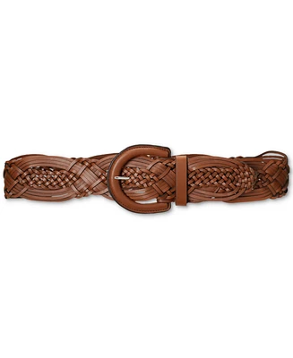 Lauren Ralph Braided O-Ring Buckle Leather Belt