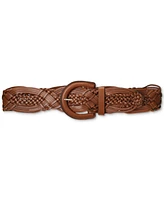 Lauren Ralph Braided O-Ring Buckle Leather Belt