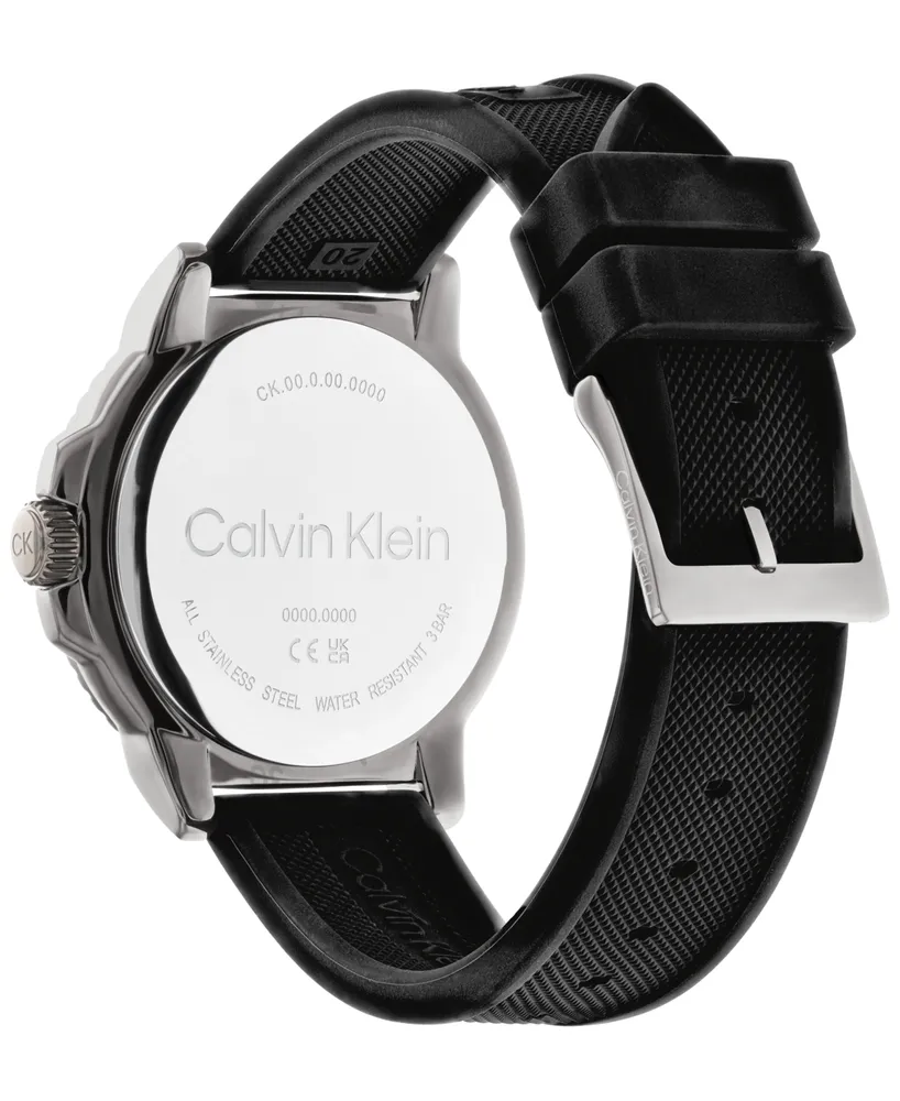 Calvin Klein Men's Black Silicone Strap Watch 44mm