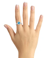 Macy's Blue Topaz (1-2/3 ct. t.w.) and Diamond (1/5 Halo Ring Sterling Silver