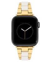 Anne Klein Women's Gold-Tone and White Tide Plastic Bracelet designed for Apple Watch 42mm (Series 10) & 38/40/41mm - White, Gold