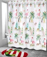 Avanti Flamingo Jingle Holiday Printed Shower Curtain, 72" x 72"