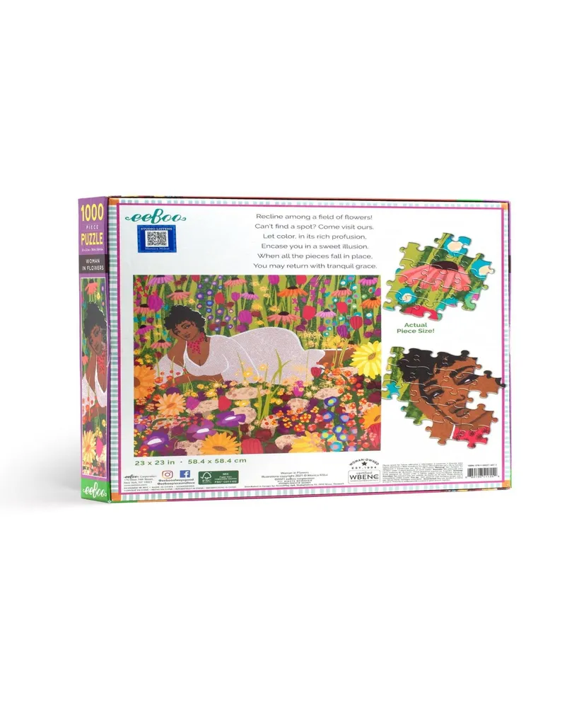 Enchantmints Piece and Love Woman in Flowers 1000 Piece Jigsaw Puzzle Set, 23" x 23"