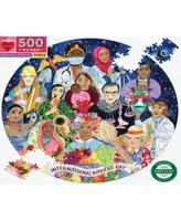 Eeboo Piece and Love International Women's Day Round Jigsaw Puzzle Set, 500 Piece