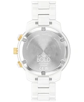 Movado Women's Bold Verso Swiss Quartz Chronograph White Ceramic Bracelet Watch 39mm