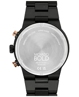 Movado Men's Bold Fusion Swiss Quartz Chronograph Ionic Plated Black Steel Bracelet Watch 44mm