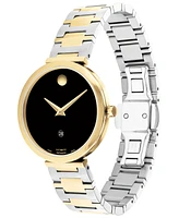 Movado Women's Museum Classic Swiss Automatic Silver-Tone Stainless Steel Yellow Pvd Bracelet Watch 32mm