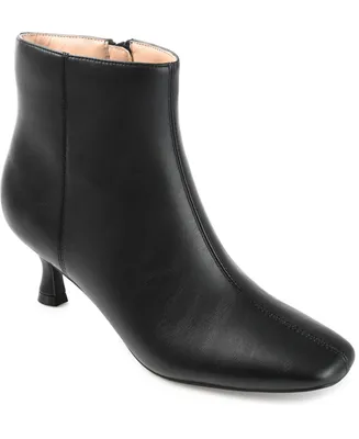 Journee Collection Women's Kelssa Square Toe Kitten Heel Dress Booties