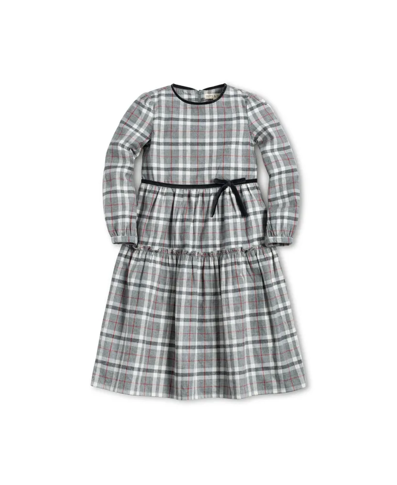 Hope & Henry Baby Girls Long Sleeve Tiered Flannel Dress