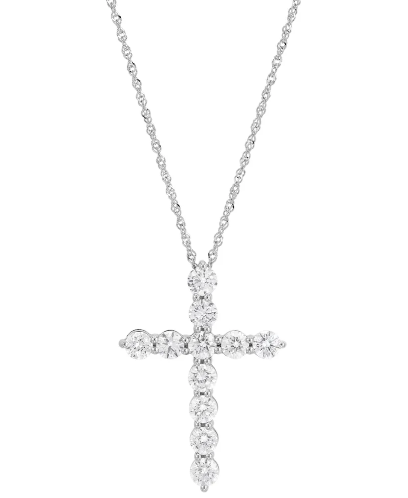 Grown With Love Lab Grown Diamond Cross Pendant Necklace (2 ct. t.w.) in 14k White Gold