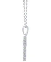 Diamond Baguette & Round Cross 18" Pendant Necklace (1/4 ct. t.w.) in 14k White Gold