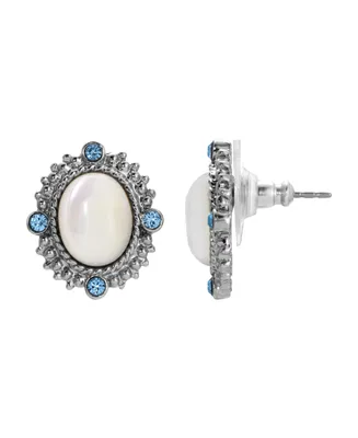 2028 Mother of Imitation Pearl Oval Earrings
