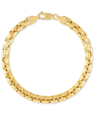 Esquire Men's Jewelry Rounded Box Link Chain Bracelet in 14k Gold-Plated Sterling Silver, Created for Macy's