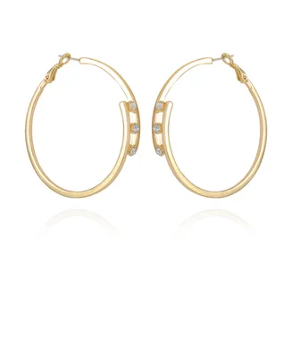 Vince Camuto 14K Gold-Plated and Crystal 3 Stone Hoop Earring - K Gold