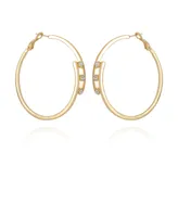 Vince Camuto 14K Gold-Plated and Crystal 3 Stone Hoop Earring - 14K Gold