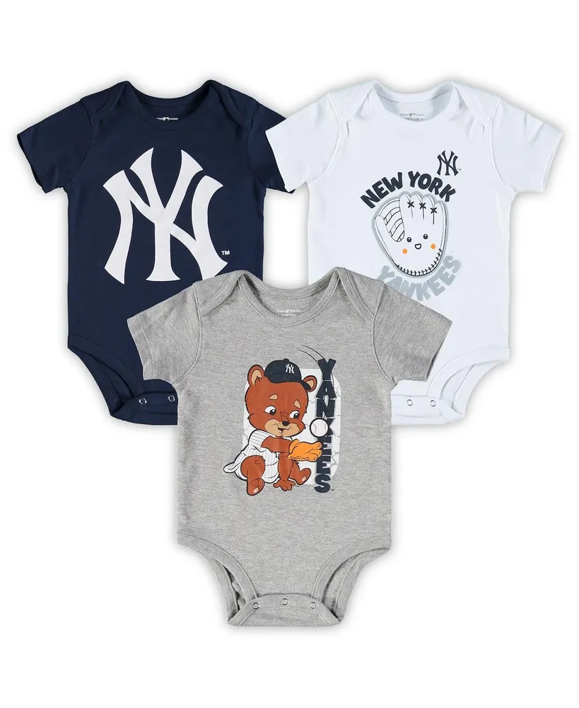 Newborn and Infant Boys and Girls Navy, White, Heathered Gray New York Yankees 3-Pack Change Up Bodysuit Set