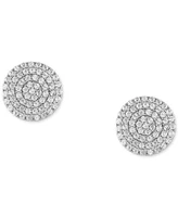 Esquire Men's Jewelry Cubic Zirconia Circle Cluster Stud Earrings in Sterling Silver, Created for Macy's