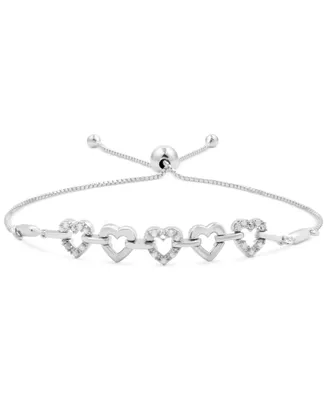 Diamond Heart Bolo Bracelet (1/6 ct. t.w.) in Sterling Silver