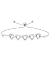 Diamond Heart Bolo Bracelet (1/6 ct. t.w.) in Sterling Silver