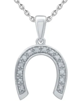 Diamond Horseshoe Pendant Necklace (1/10 ct. t.w.) in Sterling Silver