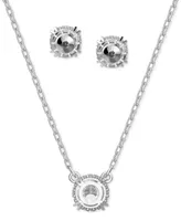 Swarovski Silver-Tone 2-Pc. Set Crystal Earrings and Necklace, 14-7/8" + 2" extender