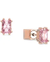 Swarovski Rose Gold-Tone Color Cushion-Cut Crystal Stud Earrings