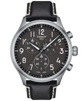 Tissot Men's Swiss Chronograph Xl Anthracite Leather Strap Watch 45mm