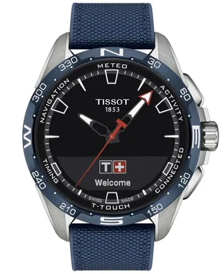 Tissot Men's Swiss T-Touch Connect Solar Blue Textile & Leather Strap Smart Watch 48mm