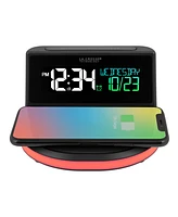 La Crosse Technology 617-148 Wireless Charging Alarm Clock with Glowing Light Base