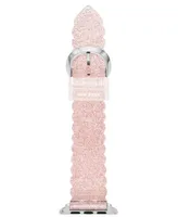 kate spade new york Women's Pink Glitter Jelly Polyurethane Band for Apple Watch, 38mm, 40mm, 41mm