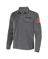 Men's Nfl x Darius Rucker Collection by Fanatics Gray Cleveland Browns Canvas Button-Up Shirt Jacket