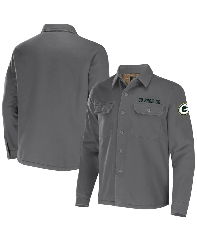 Men's Nfl x Darius Rucker Collection by Fanatics Gray Green Bay Packers Canvas Button-Up Shirt Jacket