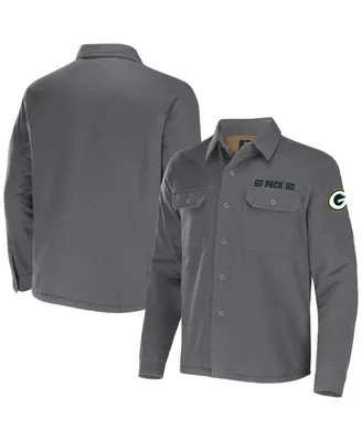 Men's Nfl x Darius Rucker Collection by Fanatics Gray Green Bay Packers Canvas Button-Up Shirt Jacket