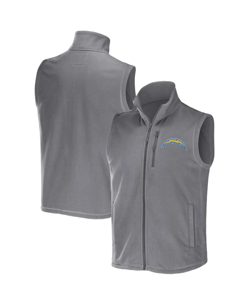 Men's Nfl x Darius Rucker Collection by Fanatics Gray Los Angeles Chargers Polar Fleece Full-Zip Vest