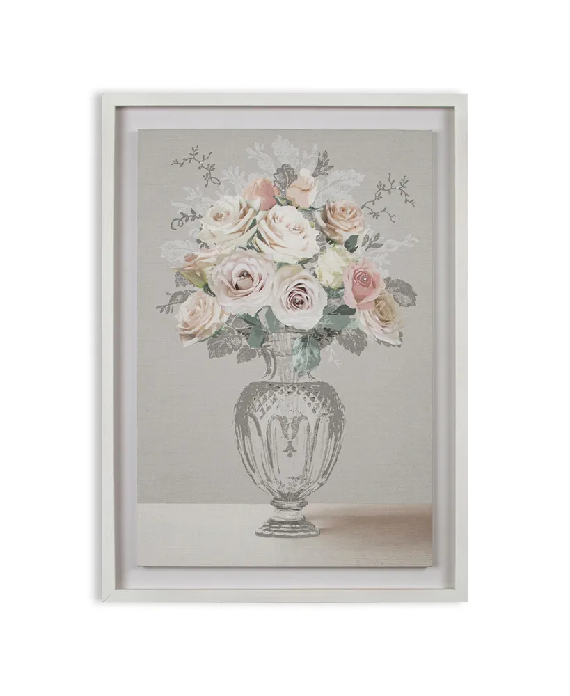Laura Ashley Rose Bouquet Vase Framed Floating Canvas Wall Art, 27.6 x  19.7