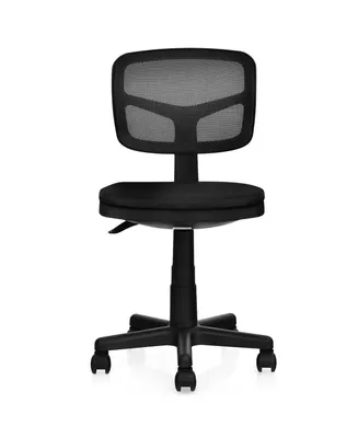 Armless Office Chair Adjustable Swivel Computer Desk Chair
