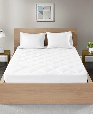 Madison Park Quiet Nights Quilted Diamond Down Alternative Waterproof 300 Thread Count Cotton Sateen Mattress Pad